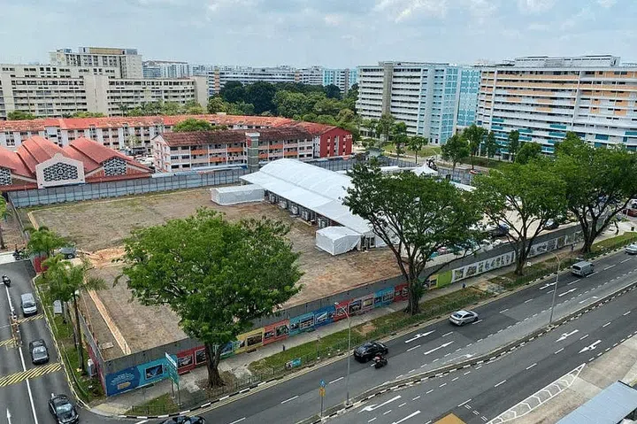 The site of Chong Pang City, a new 0.9 hectare, seven-storey integrated development in Yishun. ST PHOTO: CHONG JUN LIANG