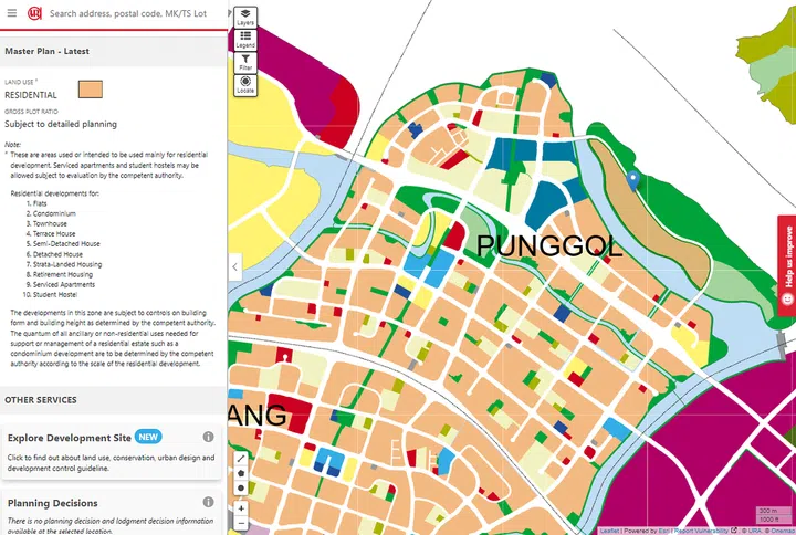 URA Master Plan Punggol. Screengrab from URA Master Plan Map