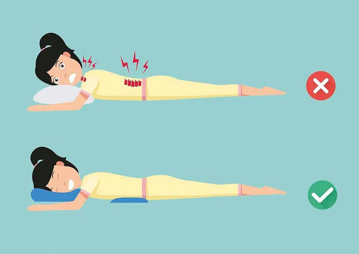 Orthopedic pillows,for a comfortable sleep and a healthy posture,Best and worst positions for sleeping, illustration, vector