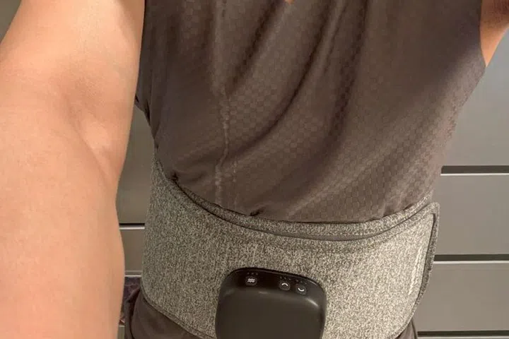 The Hydragun HeatPulse Back & Core Massager feels like a thick belt. 