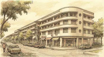 A drawing illustration of moh guan terrace.