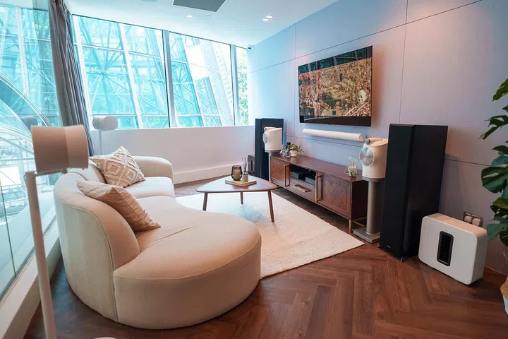 Private listening room within the Sonos Singapore Store by TC Acoustic is located at Wheelock Place, #03-10.