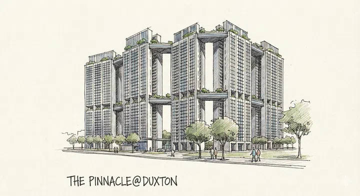 A drawing illustration of The Pinnacle@Duxton.