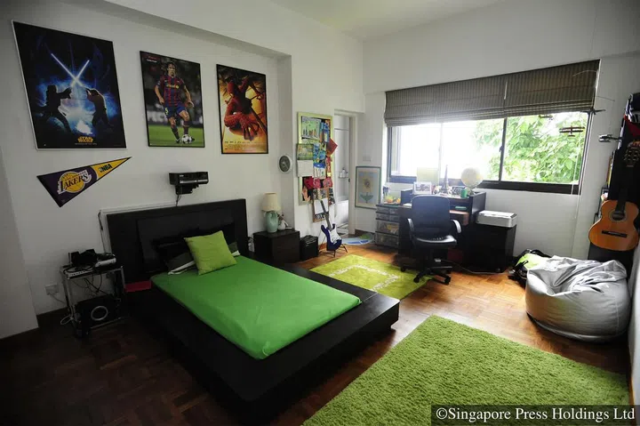 Pooja Kapur’s younger son, Riyaan, personalised his room in their condominium along Coronation Road West with movie and sports posters. Ms Kapur is the owner of the former lifestyle store Benares located on level 4, ION Orchard.