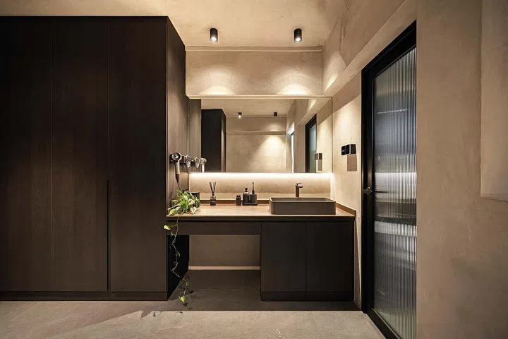 Industrial master bedroom design in a 3-room HDB flat in Ang Mo Kio.