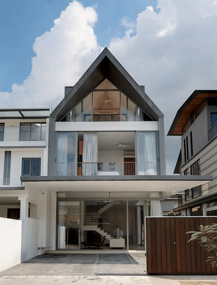 Designed by Lim Ai Tiong (Lato) Architects, this two-storey corner terrace house with an attic is home to a couple and their two sons.