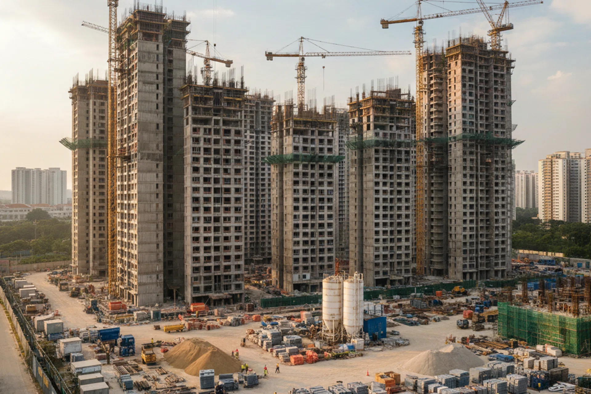Image of a hdb bto estate under construction.