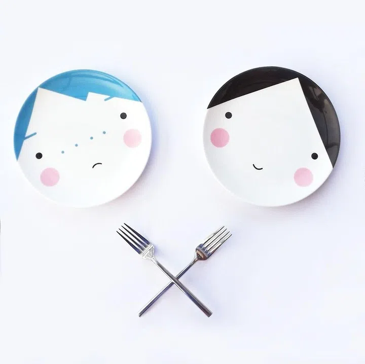 Sketch.inc happy face plates, $42.70, from The Kids Who