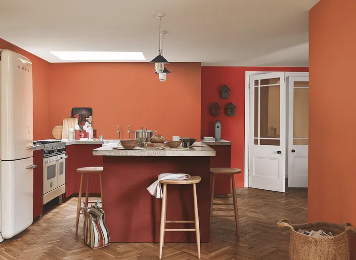 dulux spiced honey and terracota and burgundy paint