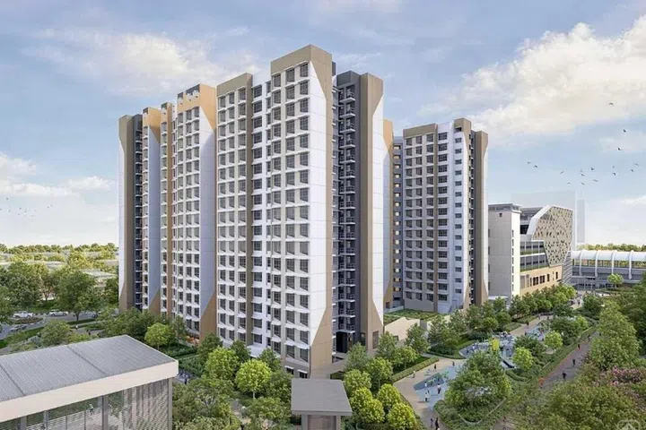 Artist's impression of Kembangan Wave (Plus) HDB BTO estate, launched in the October 2024 BTO sales exercise.