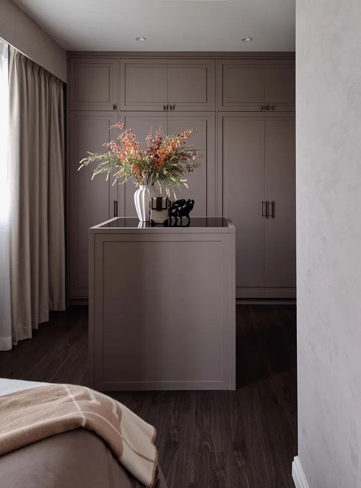 A peaceful view from the bed enhances the restful ambiance of the bedroom.