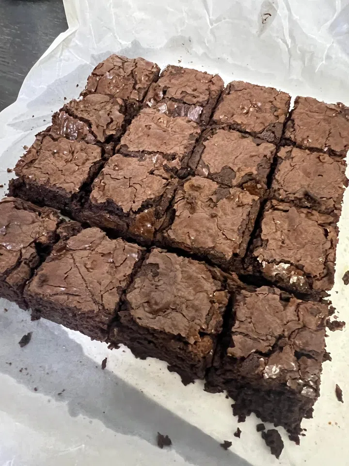 A batch of home-baked brownies that the couple made together for Christmas last year, 2025.