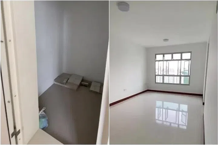 A three-room HDB flat at 95A Henderson Road appeared to have never been renovated, aside from lighting installed on the ceiling. PHOTOS: SCREENGRAB FROM PROPERTYGURU