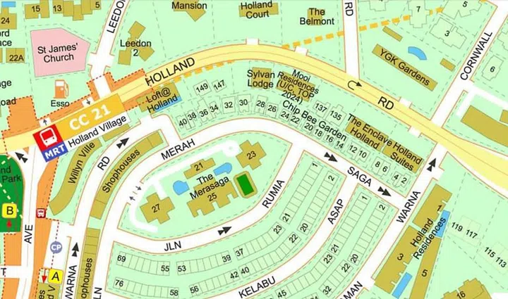 Map of Holland Village and Chip Bee Gardens