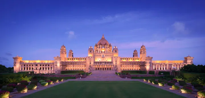 Facade view of Umaid Bhawan Palace in Jodphur