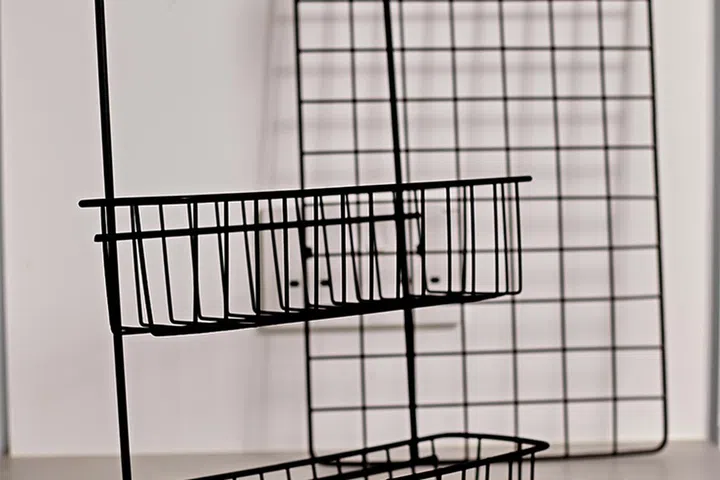 Daiso door-mounted wire storage basket ($9.50)