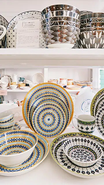 Eclectic collection of bowls at Lovera Collections.