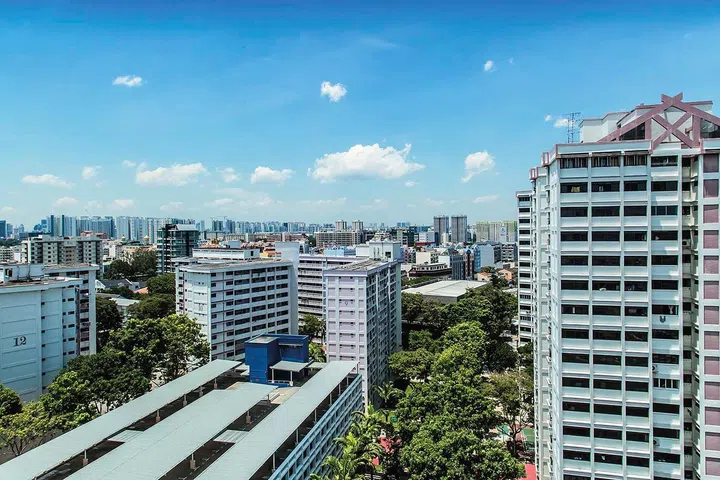 Singapore-17 OCT 2017: Singapore HDB residential building area aerial view