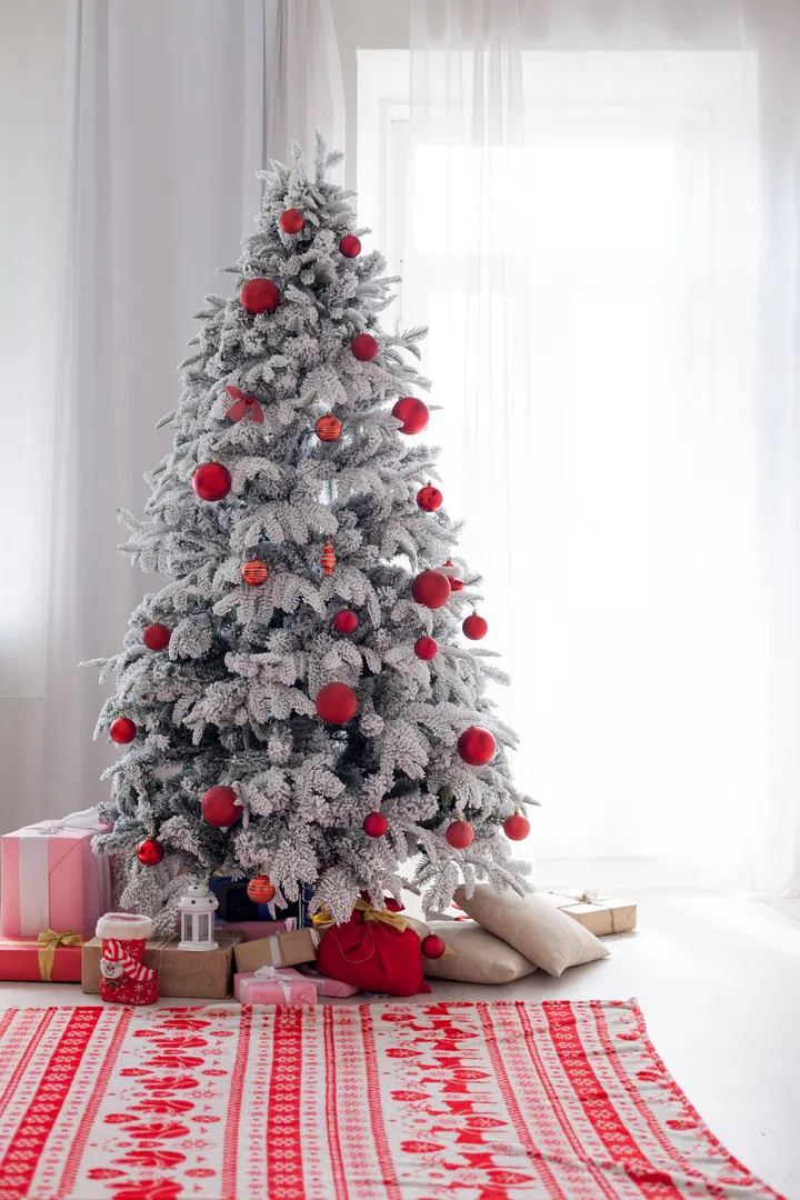 new year winter Christmas background Christmas tree decor gifts holidays