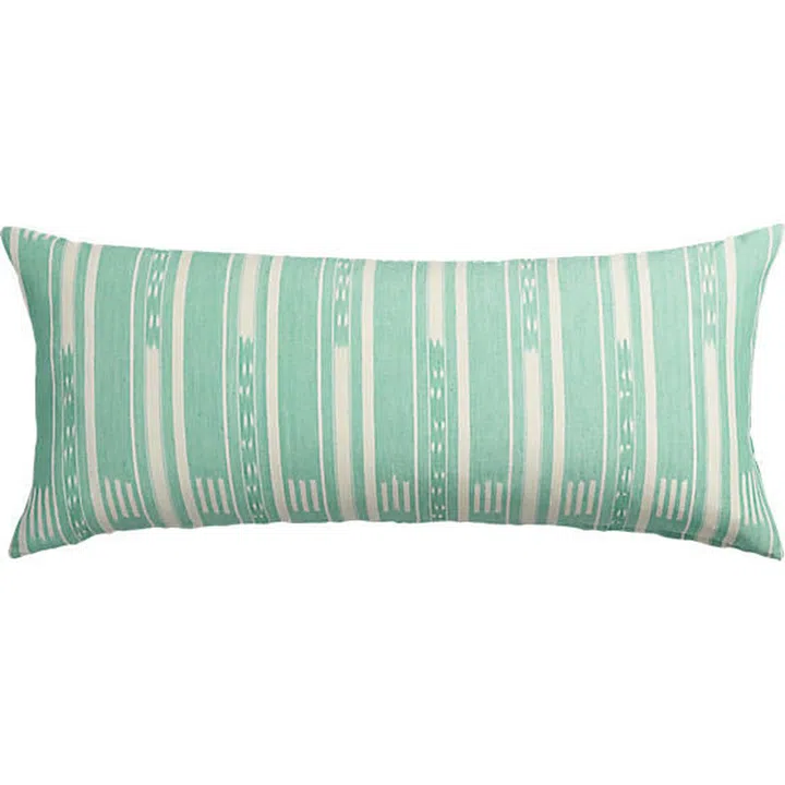 ikat, cushion, aqua, pastel, cb2, crate and barrel