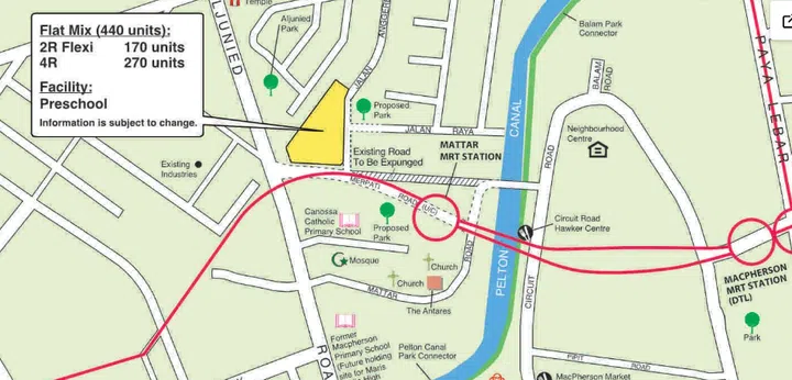 This upcoming October 2026 BTO development in Geylang is bounded by Jalan Anggerek and the under-construction Merpati Road.