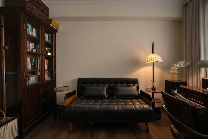 The sleeper couch in the study.