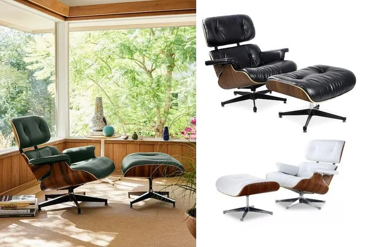 From left: The Original Eames Lounge Chair & Ottoman (US$7,495 on Herman Miller); Black Eames Replica Lounge Chair ($1,352.90 from Fortytwo); White Eames Lounge Chair and Ottoman ($1,199 from Choice Furniture Lazada)