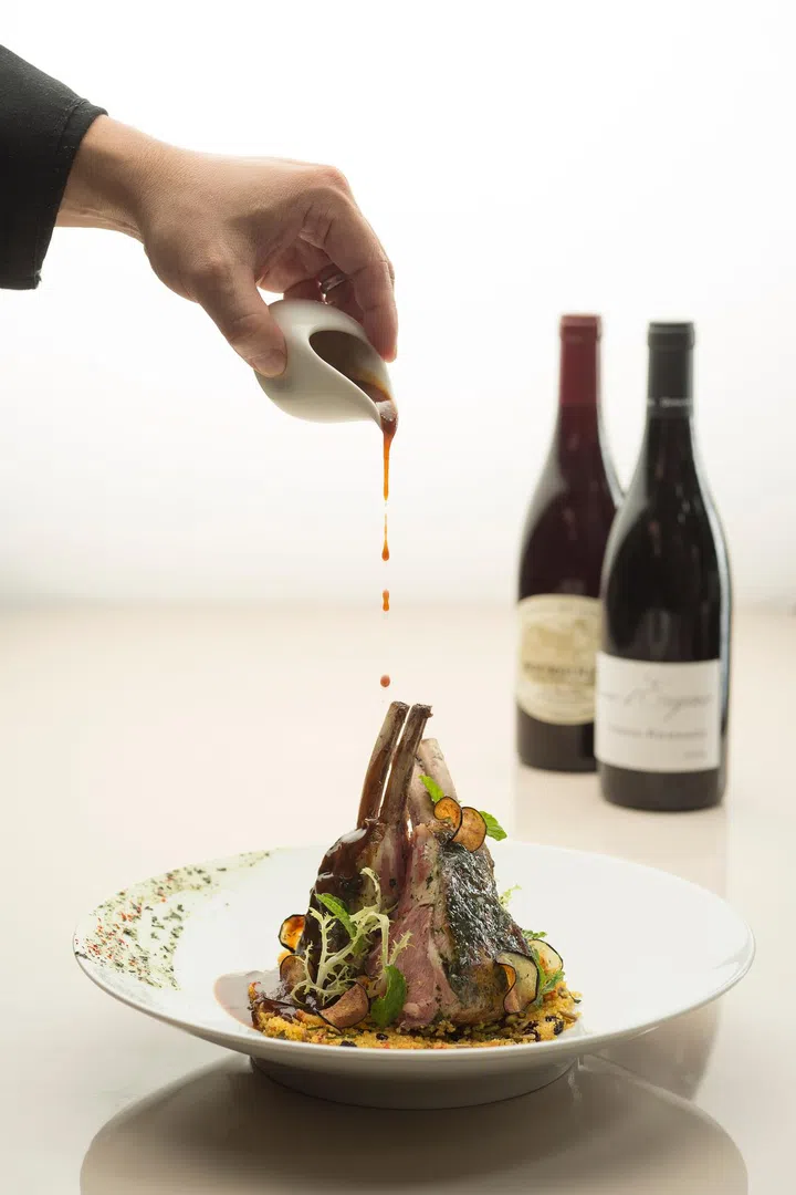 verre, lamp chop, wine, main course, restaurant, wine bar