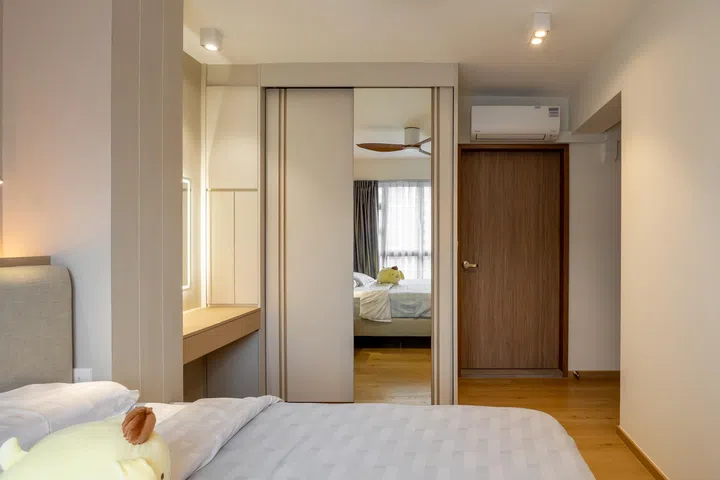 The master bedroom in Mr and Mrs Chua’s 4-room BTO in Tampines.