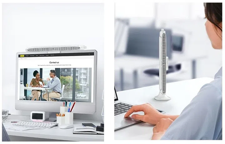 clip on desk fan on monitor and standing desk fan