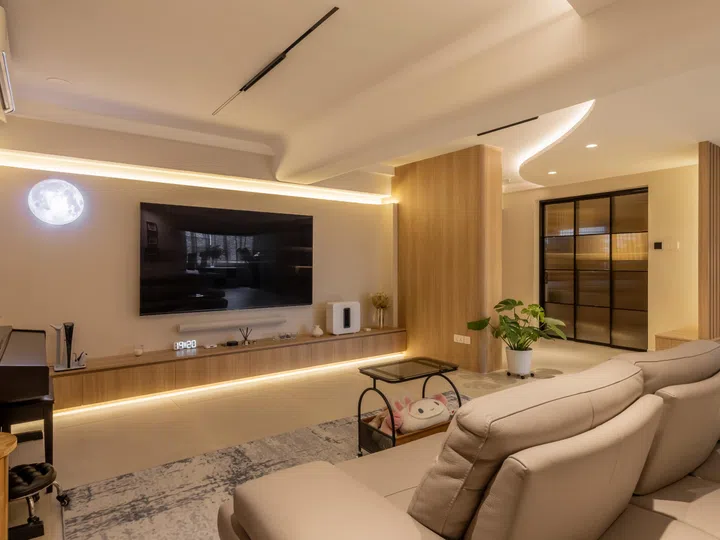 The living space is warm and comfortable.