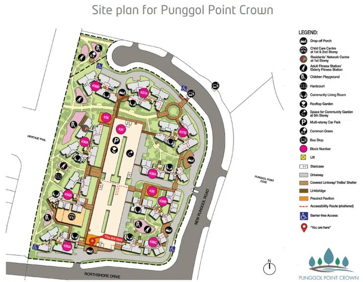 Punggol Point Crown BTO estate site map.