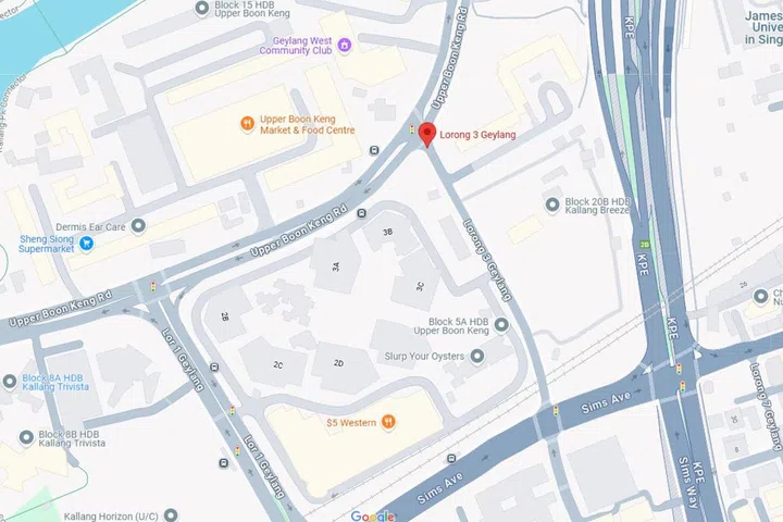 Map view of Geylang Lorong 3.