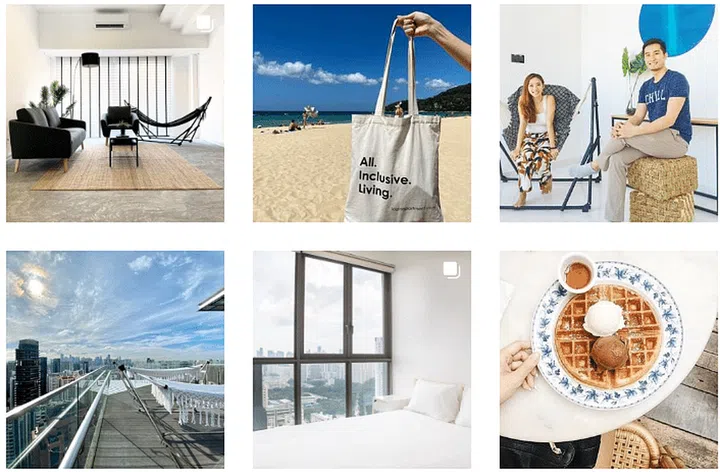 Collage of room images, food, and residents at the former co-living Login Apartment in Singapore