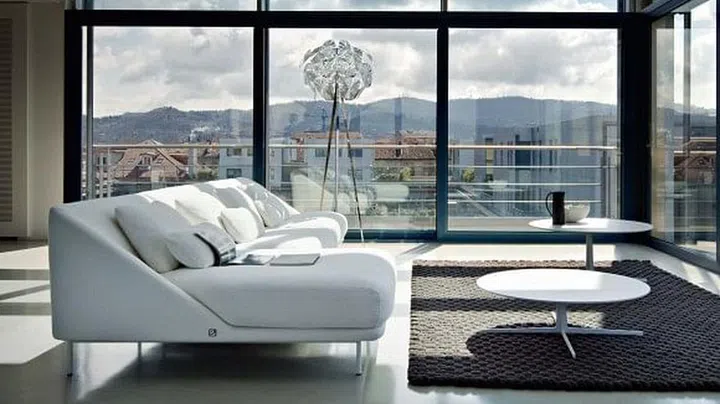 armless sofa, space saving, living room