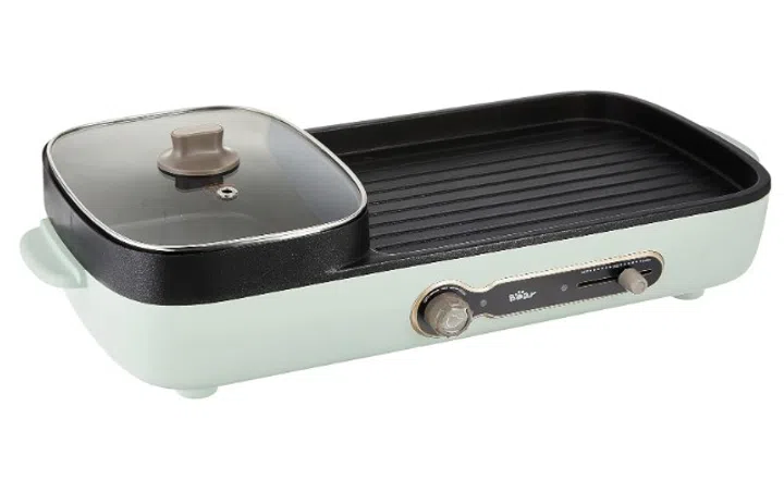 Bear Steamboat with BBQ Grill, 2-in-1 Multi Cooker DKL-C15G1