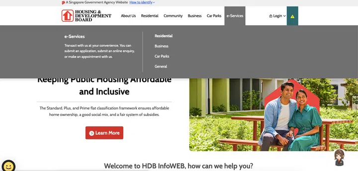 Screengrab from HDB HFE Letter Application website.