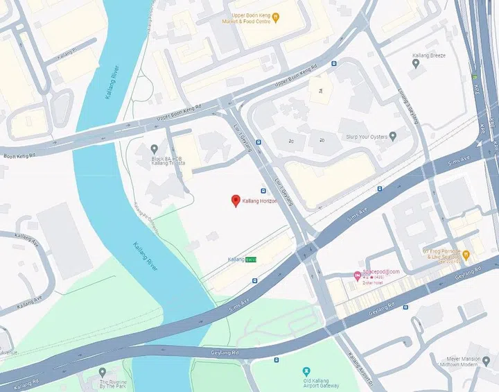 Kallang Horizon BTO is located next to the Kallang River and Kallang MRT Station. Screengrab from Google Maps.