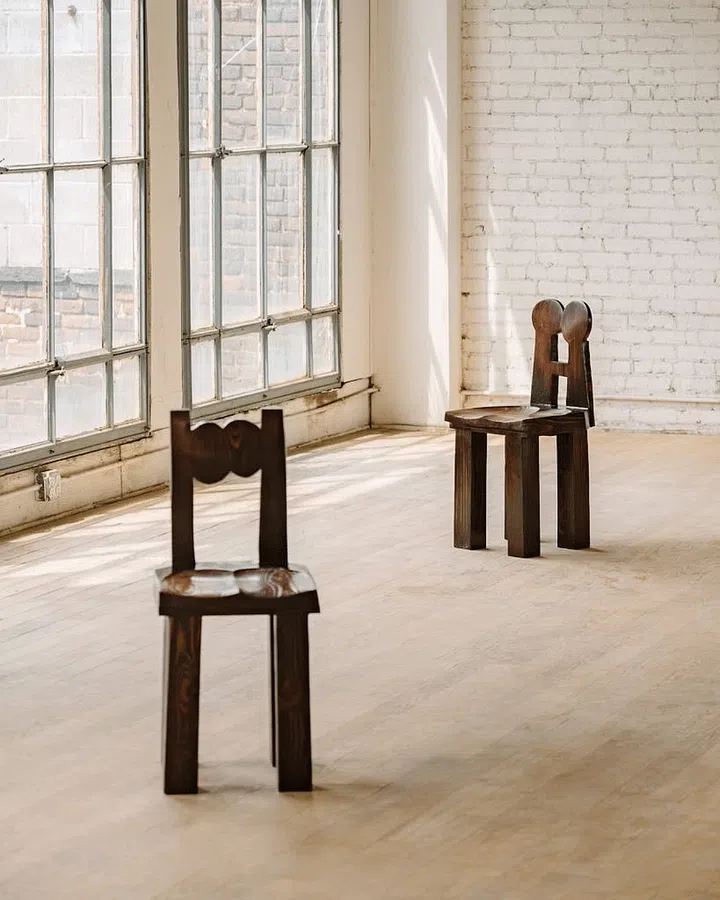 The Lacquered chair, hand carved from Douglas Fir and designed by Minjae Kim for Garcé & Dimofski. (Photo: Sean Davidson)
