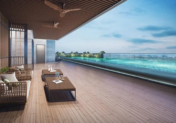 Artist's impression of a swimming pool area within the Baywind Residences condominium in Telok Kurau. Image from official Baywind Residences website.