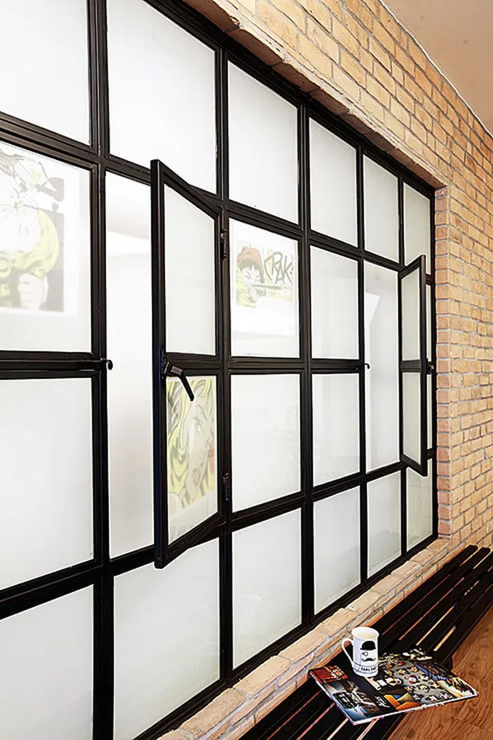 These faux windows are a clever way to even out a recess in the wall.