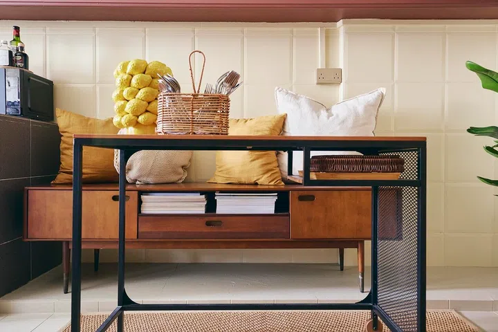 A cosy breakfast nook doubles as a casual workspace and favourite spot for coffee with friends.
