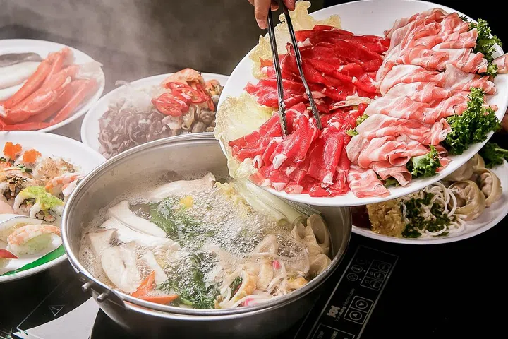 Beef Shabu-shabu hotpot steamboat. Photo 123RF