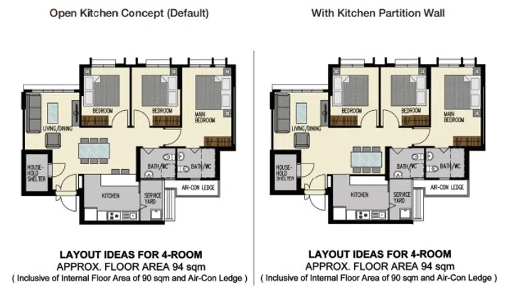 Alkaff Vista 4-room floor plan.
