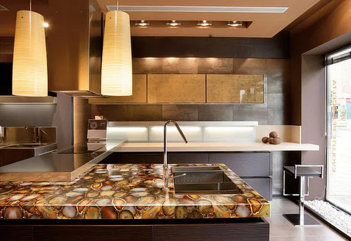 Prexury Carnelian Crystal Kitchen Countertop Luxury