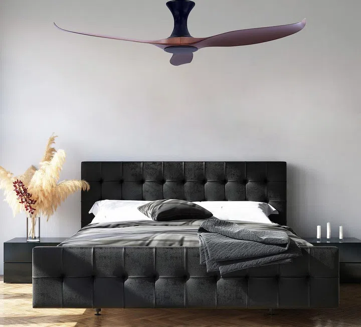 Bedroom interior with poster mockup, modern style, 3d render