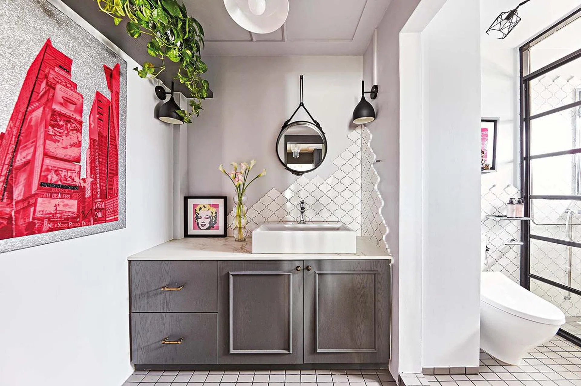 wood cabinetry with a sink area located outside