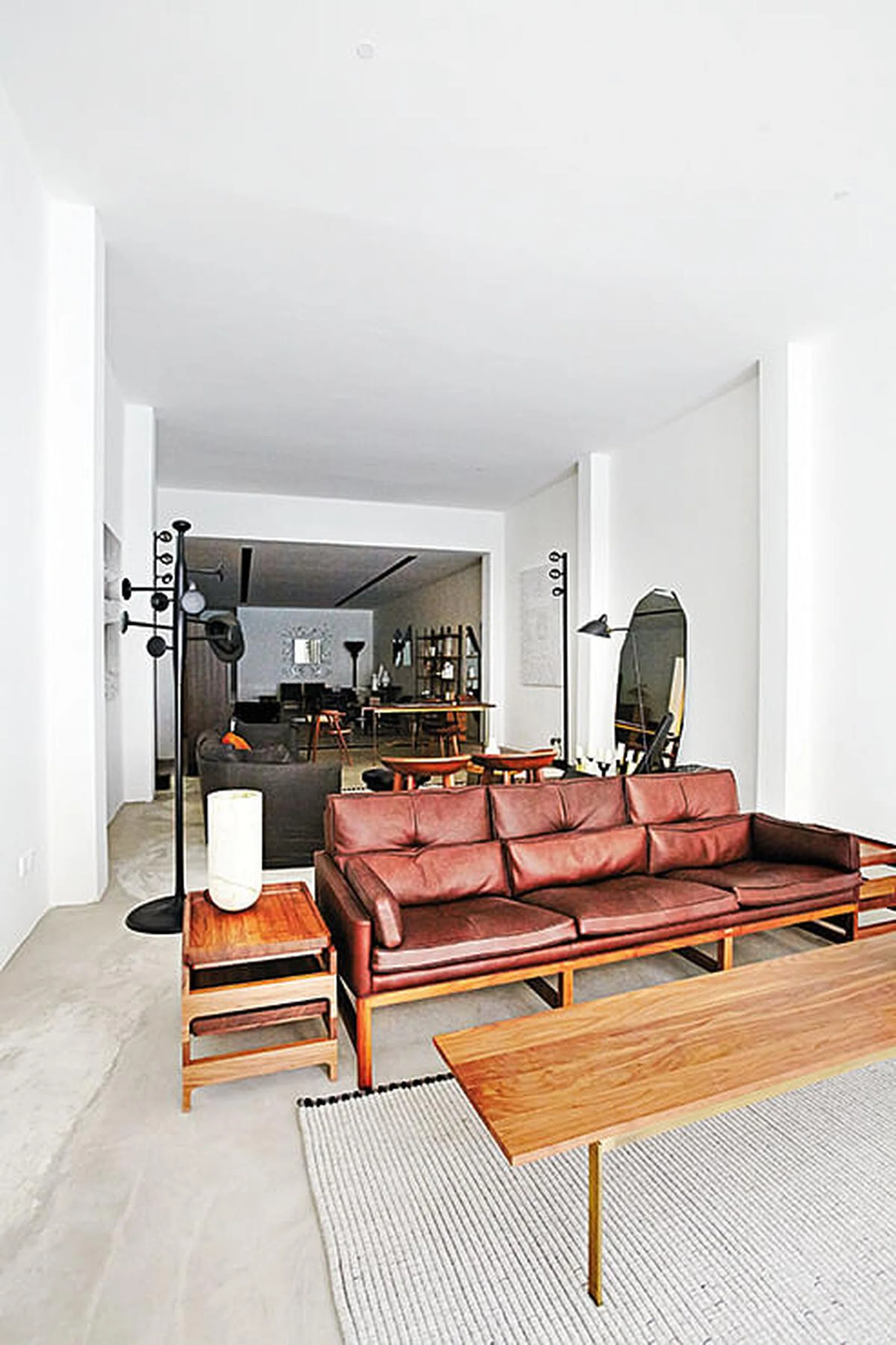 Bassamfellows sofa in Rustical leather and walnut frame at the P5 Purvis Street showroom back in 2014.