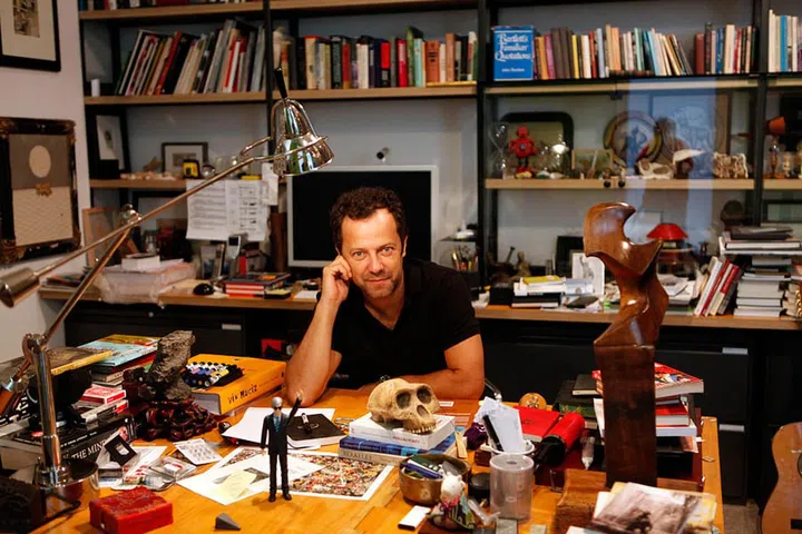 Vik Muniz in his workspace