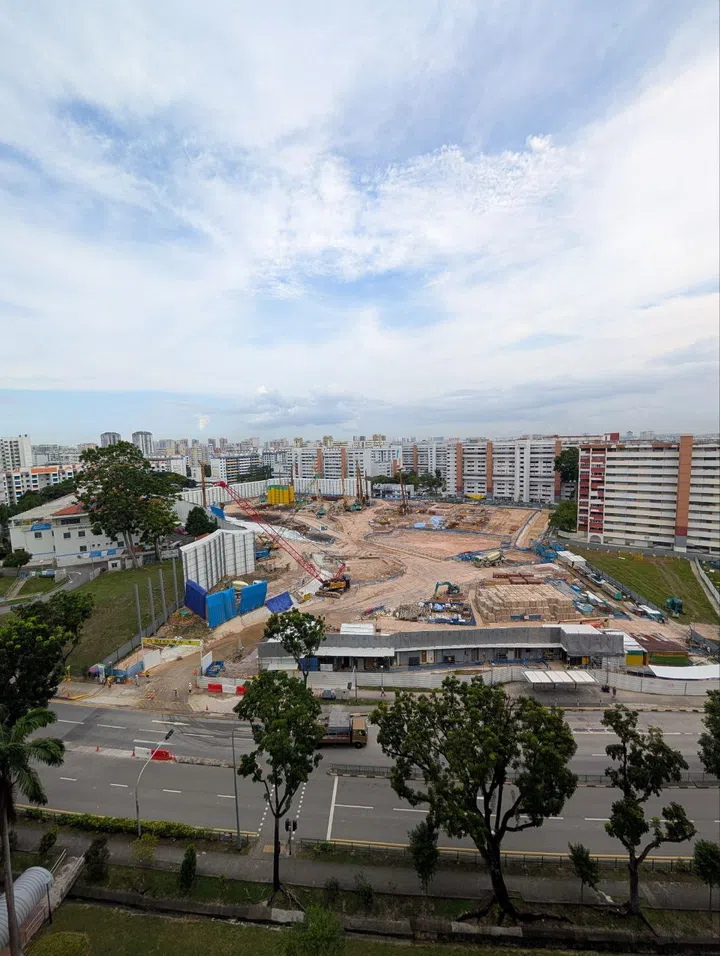 I visited the Chai Chee Bedok October 2025 BTO site. The construction for the BTO estate has already started. This is an aerial view from the opposite HDB block in September 2025.